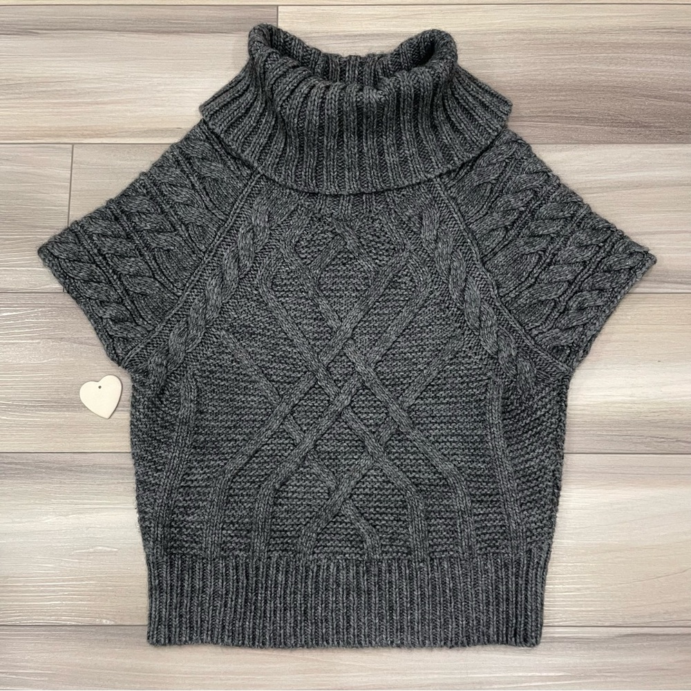 ANN TAYLOR LOFT Cowl Neck Wool Blend Short Sleeve Canle Knit Sweater Size Medium